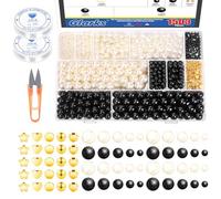 Glarks 1503Pcs Pearl Beads and Gold Spacer Beads Assortment Kit with Elastic String, Scissors Gold Bracelet Beads DIY Kit for Bracelets and Jewelry Making, Crafts Gifts