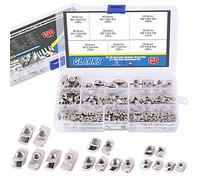 Glarks 150Pcs European M3 M4 M5 M6 Hammer Head Drop in T Nut Slot Assortment Kit for 20/30/40 Series Aluminum Profile - Nickel Plated Carbon Steel