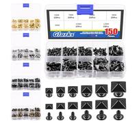 Glarks 150Pcs Gun Spike Rivet, 6mm 7mm 8mm 9mm 10mm 12mm Pyramid Rapid Rivet Studs Square Punk Spikes Leather Craft Decoration for Clothing Belts Bags Shoes