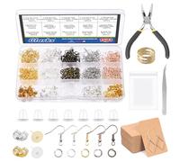 Glarks 1533pcs Earring Making Kit with 5 Colors Hooks, Rings, Backs, Posts, Cards, Bags & Tools for DIY Earrings