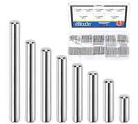 Glarks 160pcs M2.5 Solid Dowel Pins Kit, 8 Sizes Stainless Steel Cylindrical Shelf Support Peg Pin Rod Fastener, Parallel Dowel Pin Fastener for Machinery Manufacturing, Furniture Installation