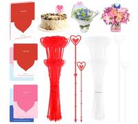 Glarks 164pcs Floral Pick Card Holder Set Including 120pcs 9in 13in Clear and Red Heart Shape Head Plastic Card Holders with 40pcs Greeting Cards for Floral Arrangement Bouquet Wedding