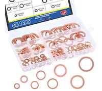 Glarks 165Pcs Metric Flat Ring Copper Sealing Washers Assortment Set - 8 Sizes of M6 M8 M10 M12 M14 M16 M18 M20