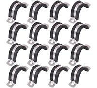 Glarks 16Pcs 28MM 2 Hole U-Tube Strap Clamp Set 304 Stainless Steel Rubber Cushion Rigid Pipe Strap U Bracket Tube Strap Assortment Kit For Pipe Tube Fixing (28mm)