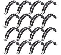 Glarks 16Pcs 50MM 2 Hole U-Tube Strap Clamp Set 304 Stainless Steel Rubber Cushion Rigid Pipe Strap U Bracket Tube Strap Assortment Kit For Pipe Tube Fixing (50mm)