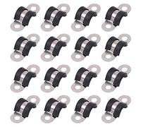 Glarks 16Pcs 8MM 2 Hole U-Tube Strap Clamp Set - 304 Stainless Steel With Rubber Cushion, Rigid Pipe U Bracket Assortment Kit for Fixing (8mm)