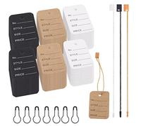Glarks 1700Pcs Price Tag Kit - 3.5cm x 5cm Marking Labels With Hang Strings and Metal Gourd Pins - 3 Colors Blank Paper Display Tags for Clothes and Clothing