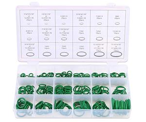 Glarks 18 Sizes 270Pcs Rubber O-Ring Car Auto Vehicle Repair Air Conditioning Compressor Seals Assortment Kit(Green)