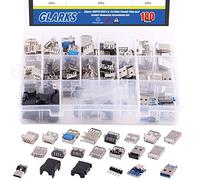 Glarks 180Pcs Micro Sockets USB 2.0 3.0 Type A Male Female Plug Connector Jack Solder USB Repair Replacement Adapter Assortment Set