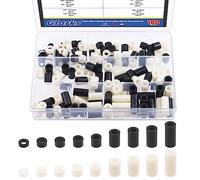 Glarks 180Pcs Nylon Round Spacers for M6 Screws, Electrical Outlet Screws, Black & White, Assortment Kit with 10 Sizes Each, Hardware Spacers for Switch & Receptacle