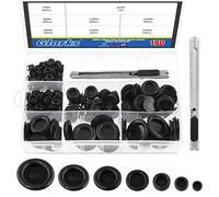 Glarks 181Pcs Closed Rubber Grommet Assortment, 7 Size Firewall Hole Plug Set Rubber Grommets Electrical Wire Gasket with 1Pc Retractable Knife for Wire, Plug, Automotive, Plumbing