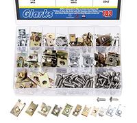 Glarks 183Pcs 11 Sizes Automotive U-Clips & Screws Assortment Kit, U-Style Clip-On Nuts Auto Car Clip Fasteners with Phillips Screws Kit for Engine Fender Bumper Dash Interior Trim Panels