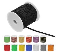 Glarks 18m Black 3-Ply Braided Cord, Craft Cording Honor Cord, Decorative Twine Cord Silk Rope for DIY handbags, wedding decorations, agricultural gardening, etc