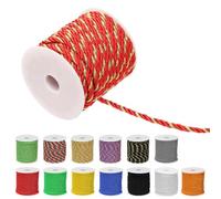 Glarks 18m Red and Gold 3-Ply Braided Cord, Craft Cording Honor Cord, Decorative Twine Cord Silk Rope for DIY handbags, wedding decorations, agricultural gardening, etc