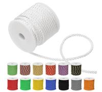 Glarks 18m White 3-Ply Braided Cord, Craft Cording Honor Cord, Decorative Twine Cord Silk Rope for DIY handbags, wedding decorations, agricultural gardening, etc