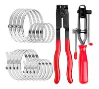 Glarks 18pcs Auto CV Joint Boot Clamp Pliers with CV Boot Clamps Kit, 16Pcs 20-50mm 50-120mm 45-80mm 45-170mm Ear Type & No Hole Type Joint Axle Boots Clamps and 2Pcs CV Clamp Tool Car Banding Tools