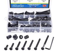 Glarks 192Pcs M6 Black Baby Bed Crib Screws Bolts Assortment Kit - Hex Socket Head Cap Screws With Barrel Nuts, Threaded Insert, Flange Nut, T-Nut and Hex Wrench Set - M6x20/30/40/50/60/70/80mm