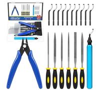 Glarks 19pcs Deburring Tool Kit, Includes 1pcs Deburring Cutter, 11pcs Heavy Duty BS1010 Deburring Blades, 1pcs Flush Cutter, 6pcs Different Types Needle Files for Resin,3D Printing