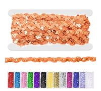 Glarks 1pc 11 Yard Orange Sequins Beaded Lace Trim, 1.5cm/0.6in Wave Sequin Braid Trim Strip, Orange Sequins Ribbon Trim for DIY Sewing Costume, Crafts, Embellishments