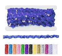 Glarks 1pc 11 Yard Royal Blue Sequins Beaded Lace Trim, 1.5cm/0.6in Wave Sequin Braid Trim Strip, Royal Blue Sequins Ribbon Trim for DIY Sewing Costume, Crafts, Embellishments