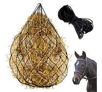 Glarks 1Pc 40" Ultra Slow Feed Hay Net, Black Large Heavy Duty Poly Horse Hay Net Equine Feeding Bag for Trailer and Stall, Simulates Grazing, Reduce Waste