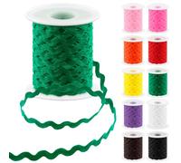 Glarks 1Pcs 27Yard/25M Green Rick Rack Trim Ribbon Wave Sewing Bending Fringe Trim for DIY Sewing Crafts Wedding Bridal Dress Embellishment Party Decoration Gift Wrapping Supplies