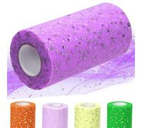 Glarks 1Roll 15cm x 45.72m Glitter Tulle Rolls, Deep Red-Purple Sparkling Tulle Spool Ribbon Sequin Tulle Netting Fabric for DIY Tutu Skirt Wedding Birthday Baby Shower