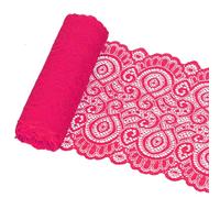 Glarks 1Rolls 4.57m x 180mm Fabric Lace Ribbon, Rose Red Floral Pattern Fabric Ribbon, Elastic Stretchy Trim for Wedding Decorating, Sewing, Hair Bow Making