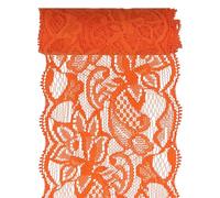 Glarks 1Rolls 4.57m x 80mm Fabric Lace Ribbon, Orange Red Floral Pattern Fabric Lace Ribbon, Elastic Stretchy Trim for Wedding Decorating, Sewing, Hair Bow Making