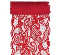 Glarks 1Rolls 4.57m x 80mm Fabric Lace Ribbon, Red Floral Pattern Fabric Ribbon, Elastic Stretchy Trim for Wedding Decorating, Sewing, Hair Bow Making