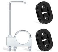 Glarks 1Set 2-1/2’’ Zinc Plated Universal Exhaust Clamp with Hanger Kit, Includes 1pcs Adjustable Muffler Pipe Clamp with Hanger, 2pcs Rubber Exhaust Hanger, Exhaust Pipe Hanger for Car Pipe Fixing