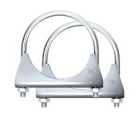 Glarks 2 x Exhaust U-Clamps 76 mm (3 in) Silencer Exhaust Clamps U-bolt Clamps Design with Saddle Flange for Exhaust Tailpipe