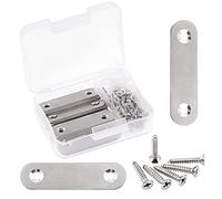 Glarks 20 Sets 60mm/2.4inch Stainless Steel Flat Straight Brace Brackets Mending Joining Plates Repair Fixing Bracket Connector and 40pcs Self Tapping Screws Set (60mm/2.4inch)