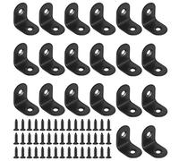 Glarks 20 Sets Black L Bracket Right Angle Corner Brace Joint Fastener for Wood Chair Bookshelf Board Window Furniture Cabinet (20x20x2mm)