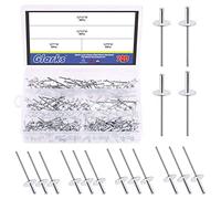 Glarks 200Pcs 1/8" x 1/4", 1/8" x 3/8", 1/8" x 7/16", 1/8" x 1/2" Large Flange Aluminum Blind Rivets Pop Rivets Assortment Set for Joining Metal Plate Pipe Automotive