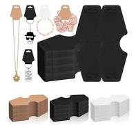 Glarks 200Pcs 5x12CM Jewelry Display Cards, Black Kraft Paper Self Adhesive Bracelet Display Cards, Hang Tags Card, Key Chains, Earring Packaging Cards for Necklaces