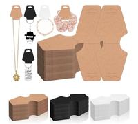 Glarks 200Pcs 5x2In Jewelry Display Cards, Brown Kraft Paper Self Adhesive Bracelet Display Cards, Hang Tags Card, Key Chains, Earring Packaging Cards for Necklaces