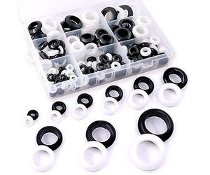 Glarks 200Pcs 9 Sizes Black/White Round Rubber Grommet Assortment Kit Electrical Wiring Coil Gasket for plugs Cables Wires