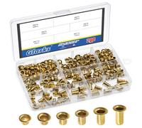Glarks 200pcs M6 x 4/5/6/8/10/12mm Through Hole Copper Rivet Kit, Heavy Duty Hollow Rivet, Copper Air Eye Rivets, Brass Eyelets Rivets, Hollow Grommets Rivets for DIY Crafts, Leather, Clothes