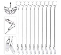 Glarks 20Pcs 11 Inches Lanyard Cable Set Including 10Pcs 304 Stainless Steel Safety Tether Wire with Quick Release Ring and Rubber Coating and 10Pcs Self Drilling Hex Head Screws for Car Boat Fastener