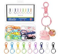 Glarks 20pcs 16 x 45 x 30mm Lobster Snap Hook with O Rings Kit, 9 Colors Swivel Trigger Clips, Lobster Clasp Clip Hook, Keychain Clip, Open Ring Flat Split Loop Buckle Clasps