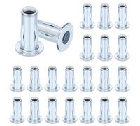 Glarks 20pcs M6 Multi-Grip Rivet Nuts Set White Zinc Plated Carbon Steel Flat Head Rivnut Pre Bulbed Shank Threaded Insert Rivet Nuts for Construction Industrial