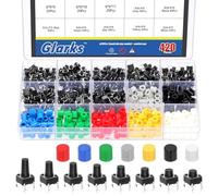 Glarks 210 Sets 4.3/5/6/7/8/9/10/11mm Tactile Push Button Switch with Button Caps Kit, 4 Pin Momentary Tact Switches, Tactile Pressure Switch for Electronics, PCB Prototyping, DIY Projects
