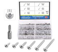 Glarks 211Pcs #10 x 1/2'' / 5/8'' / 3/4'' / 1" / 1-1/4'' / 1-1/2'' Button Head Torx Security Stainless Steel Screws, 6 Size Tamper Resistant Screws Assortment Set with T25 Bit