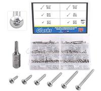 Glarks 211Pcs #8 x 1/2'' / 5/8'' / 3/4'' / 1" / 1-1/4'' / 1-1/2'' Button Head Torx Security Sheet Metal Screws Assortment Set, 6 Size Stainless Steel Tamper Resistant Screws with T20 Bit