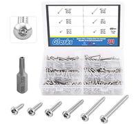 Glarks 211Pcs #8 x 1/2'' / 5/8'' / 3/4'' / 1" / 1-1/4'' / 1-1/2'' Button Head Torx Security Sheet Metal Screws Assortment Set, 6 Size Stainless Steel Tamper Resistant Screws with T20 Bit