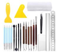 Glarks 21Pcs Carving Modeling Clay Sculpting Tool Set Including Pottery Sculpture Tool, Silicone Tip Pen, Dual-End Dotting Clay Tool, Scraper, Tweezers, Ruler, Acrylic Clay Roller, Acrylic Sheet