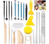 Glarks 22 Pieces Carving Modelling Clay Sculpting Tools Set Including Carving Modelling Tools kit, Plastic Modelling Tools, Ball Stylus for Embossing Art, Colouring, Nail Art Painting