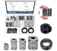 GLARKS 22pcs ID 7/9/11/13MM Clip-on Ferrite Ring Core Set, Includes 18pcs Grey RFI EMI Noise Suppressor Filter Cable Clips, 2pcs 42 x 24 x 16MM Toroid Cores, 2pcs 15MM Ferrite Cores for Cable