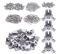 Glarks 230Pcs 2020 Series Aluminum Profile Connector Set Include 22Pcs Corner Bracket, 44Pcs T Nuts, 4Pcs 3-Way End Corner Bracket Connector and Button Head Screw Bolts Flat Washers